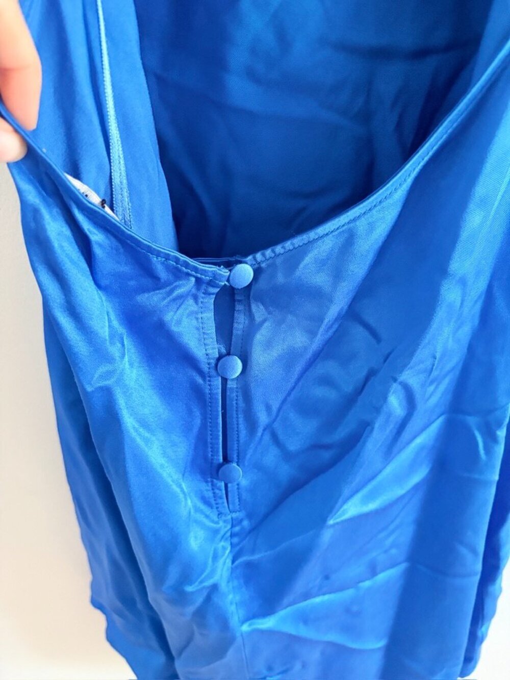 Zara Satin Effect Backless Mini Dress NWT High Neck Cobalt Blue Size Small - Picture 5 of 7